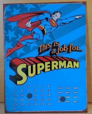 Buy DC Comics Superman  Tin Metal Perpetual Calendar Wall Decor Superhero 40cmx30cm • 6.75£