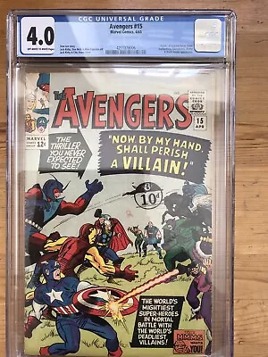 Buy Avengers #15 (1965) CGC 4.0 VG Death Original Baron Zemo Marvel Comics • 125£