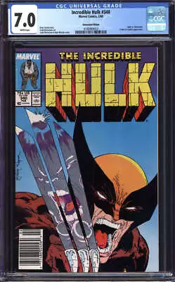 Buy Incredible Hulk #340 Cgc 7.0 White Pages // Hulk Vs Wolverine Mcfarlane Cvr 1988 • 134.09£