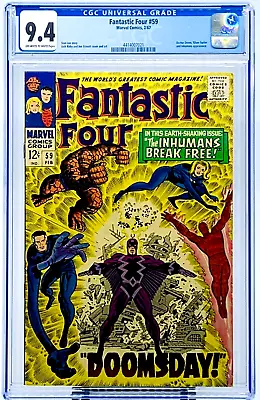 Buy Fantastic Four #59 CGC 9.4 Dr Doom Silver Surfer Inhumans JUST GRADED CLEAR CASE • 244.30£
