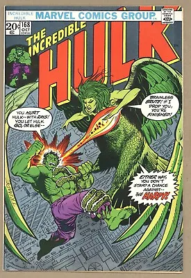Buy Incredible Hulk 168 VF Trimpe! 1st HARPY (Betty)! Operation Greenskin! 1973 V384 • 40.30£