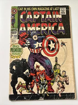 Buy Captain America #100 1st Silver Ago Solo Issue. Marvel Comics (1968) • 40£