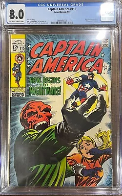 Buy Captain America V1 #115 1969 Marie Severin Key CGC 8.0 VF • 126.66£