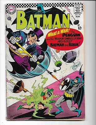 Buy Batman 190 - Qualified Vg- 3.5 - Penguin - Robin - Alfred Pennyworth (1967) • 39.72£