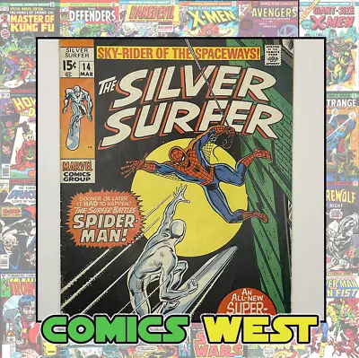 Buy SILVER SURFER #14 5.5 (FN-) Spider-Man Battle! 1970 • 59.96£