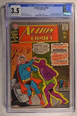 Buy Action Comics #340 CGC 3.5 OW/W Origin & 1st App. Parasite, Superman Centerfold  • 199.88£