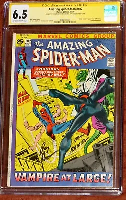 Buy Amazing Spider-Man # 102 CGC 6.5 Signed By Creators John Romita & Roy Thomas • 439.73£