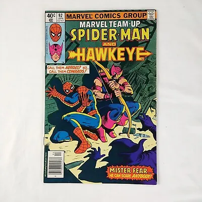 Buy Marvel Team-Up #92 Spider-Man And Hawkeye Newsstand VF (1980 Marvel Comics) • 4.01£