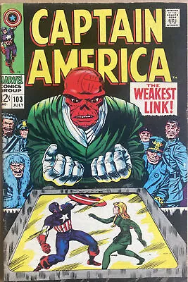 Buy CAPTAIN AMERICA #103 July 1968 Red Skull App Agent 13 Identity Revealed - Kirby • 39.99£