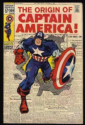 Buy Captain America #109 VF 8.0 Classic Jack Kirby Cover! Stan Lee Story! Marvel • 122.33£