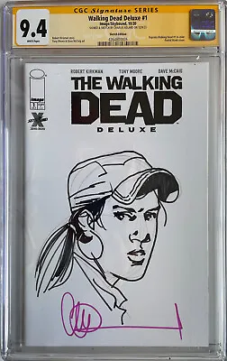 Buy Walking Dead Deluxe #1 Blank Cover W/Rosita Sketch By Charlie Adlard CGC 9.4 • 169.95£