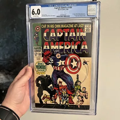 Buy Captain America #100 (1968) - CGC 6.0 - Silver Age Key - 1st SA Solo Cap Series • 255.85£