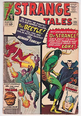 Buy Strange Tales #123 Very Good Minus 3.5 Human Torch Dr Strange First Beetle 1964 • 32.16£