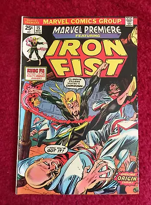 Buy Free P & P; Marvel Premiere #15, May 1974: Debut & Origin Of Iron Fist! (KG) • 19.99£