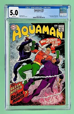 Buy Aquaman #35 (CGC 5.0) 1967 Silver Age White Pages! 1st App. Of Black Manta! • 307.61£