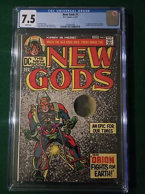 Buy New Gods #1 CGC 7.5 WHITE 1st Appearance Orion Metron, High-Father, Kalibak 1971 • 100.08£
