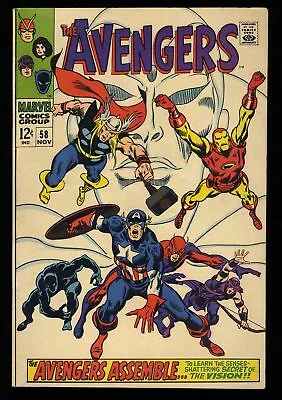Buy Avengers #58 VF+ 8.5 2nd Appearance Vision! Ultron/Vision Origin! Marvel 1968 • 75.20£