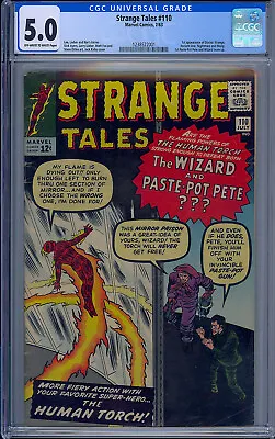 Buy Cgc 5.0 Strange Tales #110 1st Appearance Of Doctor Strange Dr Ow/w Pages 1963 • 2,798.31£