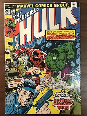 Buy Incredible Hulk #172 FN/VF Herb Trimpe Hulk, Juggernaut Cvr (Marvel 1974) • 39.53£