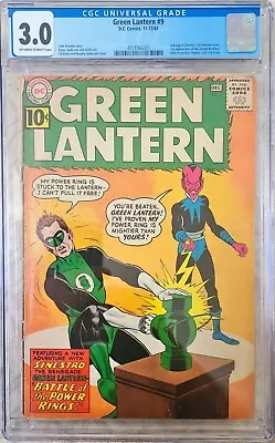 Buy Green Lantern #9 Silver Age 1st Sinestro Cover Vintage DC 1961 CGC 3.0 OW/W • 171.83£
