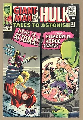 Buy Tales To Astonish 64 FN Kirby Cover Ditko HULK VS HUMANOIDS Giant-Man! 1965 T479 • 55.17£