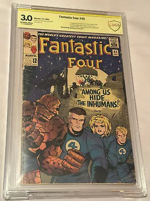 Buy Stan Lee Signed Fantastic Four #45 CBCS Graded 3.0 *1st Inhumans Appearance* • 394.17£