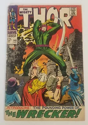 Buy Thor 148 1st Appearance Of The Wrecker - Origin Of Black Bolt 1968 Comic Book • 11.86£