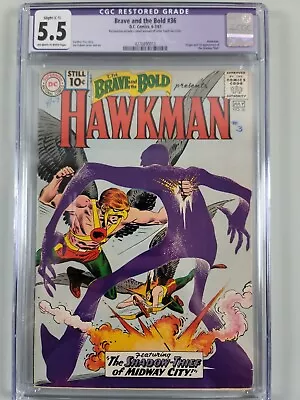 Buy BRAVE AND THE BOLD #36 CGC 5.5 C-1 HAWKMAN,1st APPEARANCE Shadow Thief 1961 DC! • 104.01£