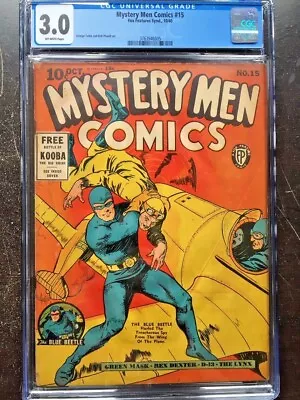 Buy MYSTERY MEN COMICS #15 CGC GD/VG 3.0; OW; Tuska, Powell Art (10/40)! Rare! • 1,185.44£