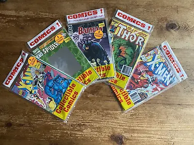 Buy 5 Sealed Collectible Comics Sealed 4 Packs (20 Comics) X-Men #1 Spider-Man #26 • 79.02£