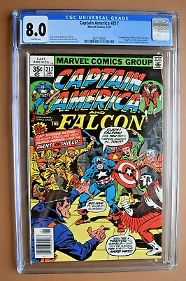 Buy 1978 Marvel Comics Captain America & Falcon #217 1st Marvel Man CGC 8.0 VF • 94.87£