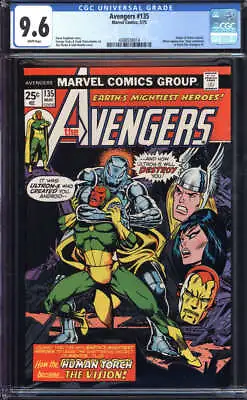 Buy Avengers #135 Cgc 9.6 White Pages // Origin Of Vision Marvel Comics 1975 • 199.88£