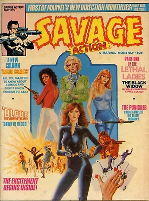 Buy Marvel UK Savage Action #7 1981 Blade Punisher  Black Widow COVER HAS YELLOWED • 3.99£
