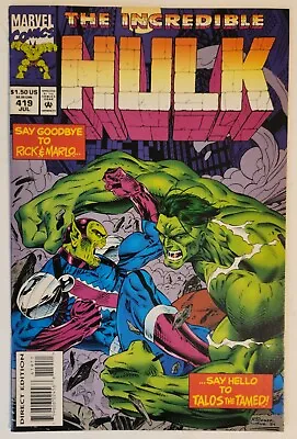Buy The Incredible Hulk #419 (1994, Marvel) VF/NM 1st Cover App Talos Skrulls • 4.71£