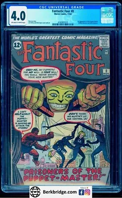 Buy FANTASTIC FOUR 8 CGC 4.0 OW WHITE  11/62 💎 1st PUPPET MASTER 20% OFF SALE • 269.14£