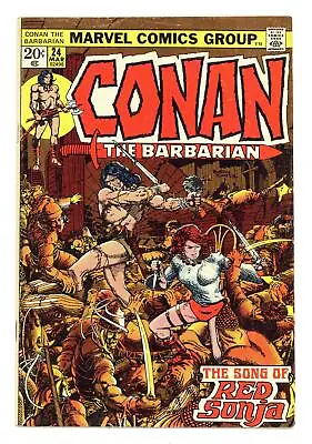 Buy Conan The Barbarian #24 VG 4.0 1973 1st Full Red Sonja Story • 74.29£