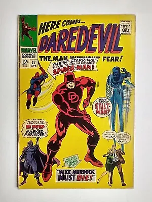 Buy Marvel Comics Daredevil #27 Spider-Man Appearance; Stan Lee, Gene Colan FN/VF • 51.54£