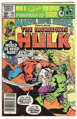 Buy Marvel Super Heroes #103 ORIGINAL Vintage 1981 Reprints Incredible Hulk 155 • 7.88£