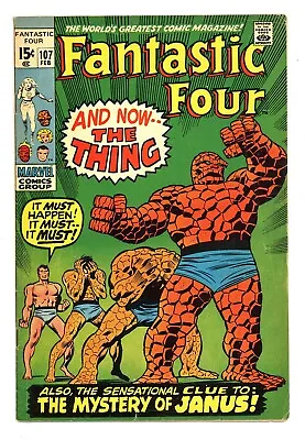 Buy Fantastic Four #107 5.0 Classic Thing Growing Cover Ow/w Pgs 1971 B • 25.74£