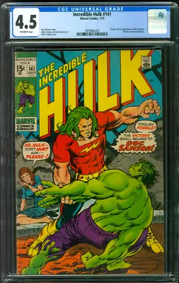 Buy Incredible Hulk 141 CGC 4.5 Trimpe Art 1st Doc Samson Cover 7/1971 • 75.07£