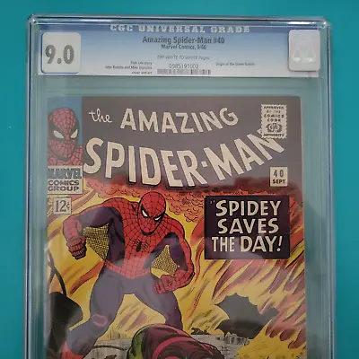 Buy Amazing Spider-Man #40 CGC 9.0 VF/NM 1966 Stan Lee Romita Origin Green Goblin • 1,606.35£