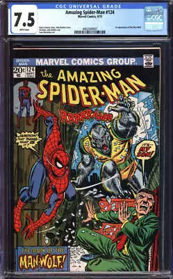 Buy Amazing Spider-man #124 Cgc 7.5 White Pages // 1st Appearance Of Man-wolf 1973 • 159.90£
