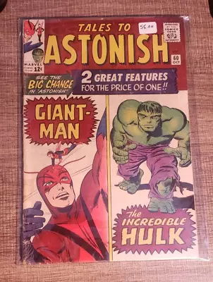 Buy Comic Book- Tales To Astonish #60 1st Giant-Man/Hulk Split Issue 1964 • 44.03£