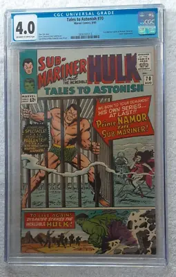 Buy Tales To Astonish #70 (Marvel, 8/65) CGC 4.0 VG (starring: SUB-MARINER And HULK) • 157.52£
