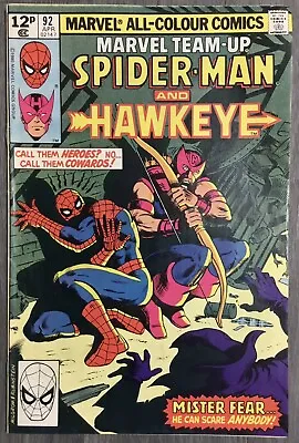 Buy Marvel Team-Up No. #92 April 1980 Spider-Man & Hawkeye VG • 5£