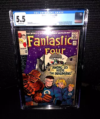 Buy Fantastic Four 45 CGC 5.5 OW Pgs 1st App Lockjaw & Inhumans. Stan Lee Jack Kirby • 189.17£