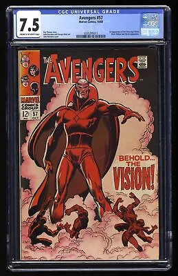 Buy Avengers #57 CGC VF- 7.5 1st Appearance Vision! Buscema Cover! Marvel 1968 • 465.68£