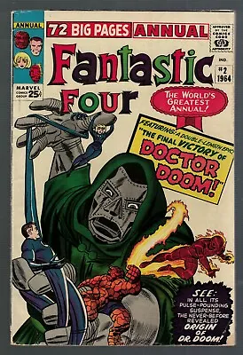 Buy Marvel Comics Fantastic Four 2 Annual King Size Origin Dr Doom VGF 5.0 1964 • 499.99£
