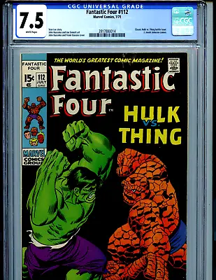 Buy Fantastic Four #112  CGC 7.5 1971  Marvel Hulk Vs Thing Amricons K66 • 377.73£