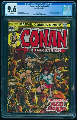 Buy CONAN THE BARBARIAN 24 CGC 9.6 WHITE PGS 3/73 💎 GORGEOUS FULL 1st RED SONJA APP • 707.31£